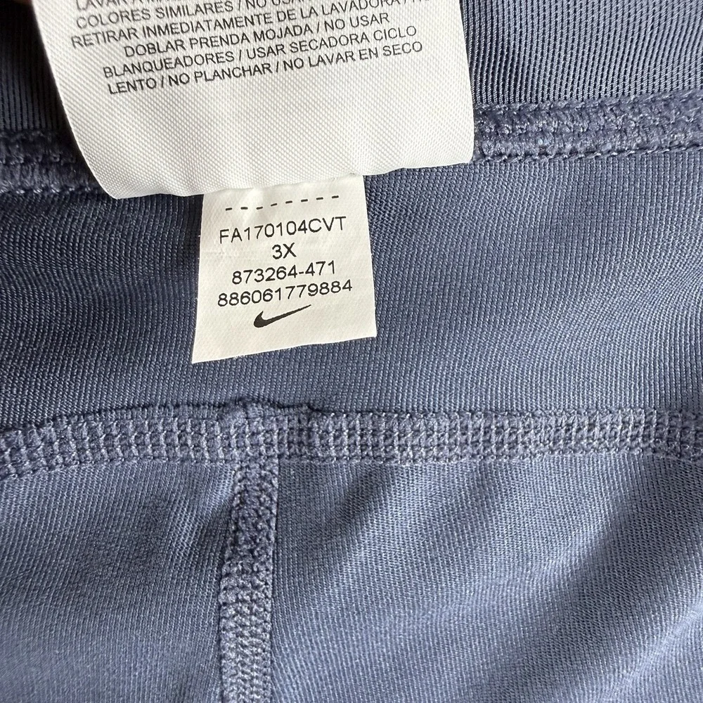 Nike Dri-FIT Womens 3X Navy Blue Cropped Athletic Leggings Mesh Panel Drawstring